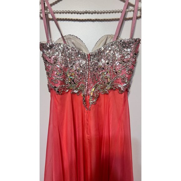 Blush Prom Coral Strapless Dress - Picture 9 of 9